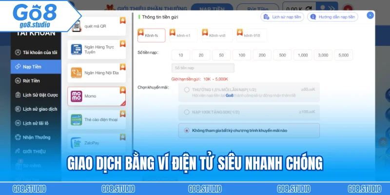 Giao dịch bằng ví điện tử siêu nhanh chóng