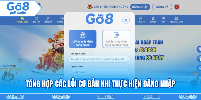 Tổng hợp các lỗi cơ bản khi thực hiện đăng nhập